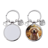 Customizable PAWS BEST FRIEND Circle Photo Frame Metal Charm Keychain Sublimation Blank