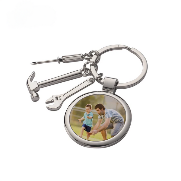 Customizable Tool Belt Circle Photo Frame Metal Keychain Sublimation Blank