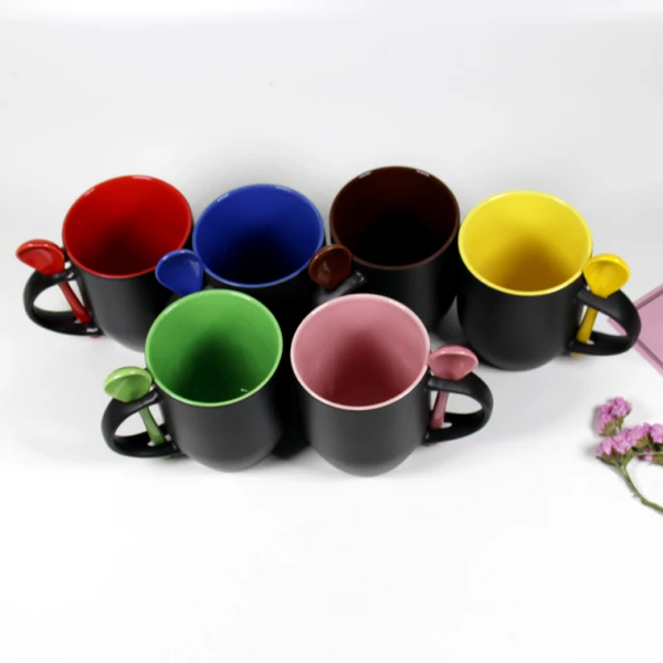 11oz Sublimation Coffee Mug w/ Inner Color and Spoon Custom Logo