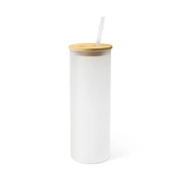 25oz Frosted Glass Sublimation Blank Tumbler with Bamboo Lid