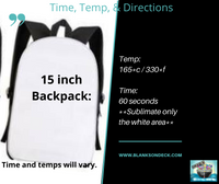 15" Backpack / Bookbag Sublimation Blank